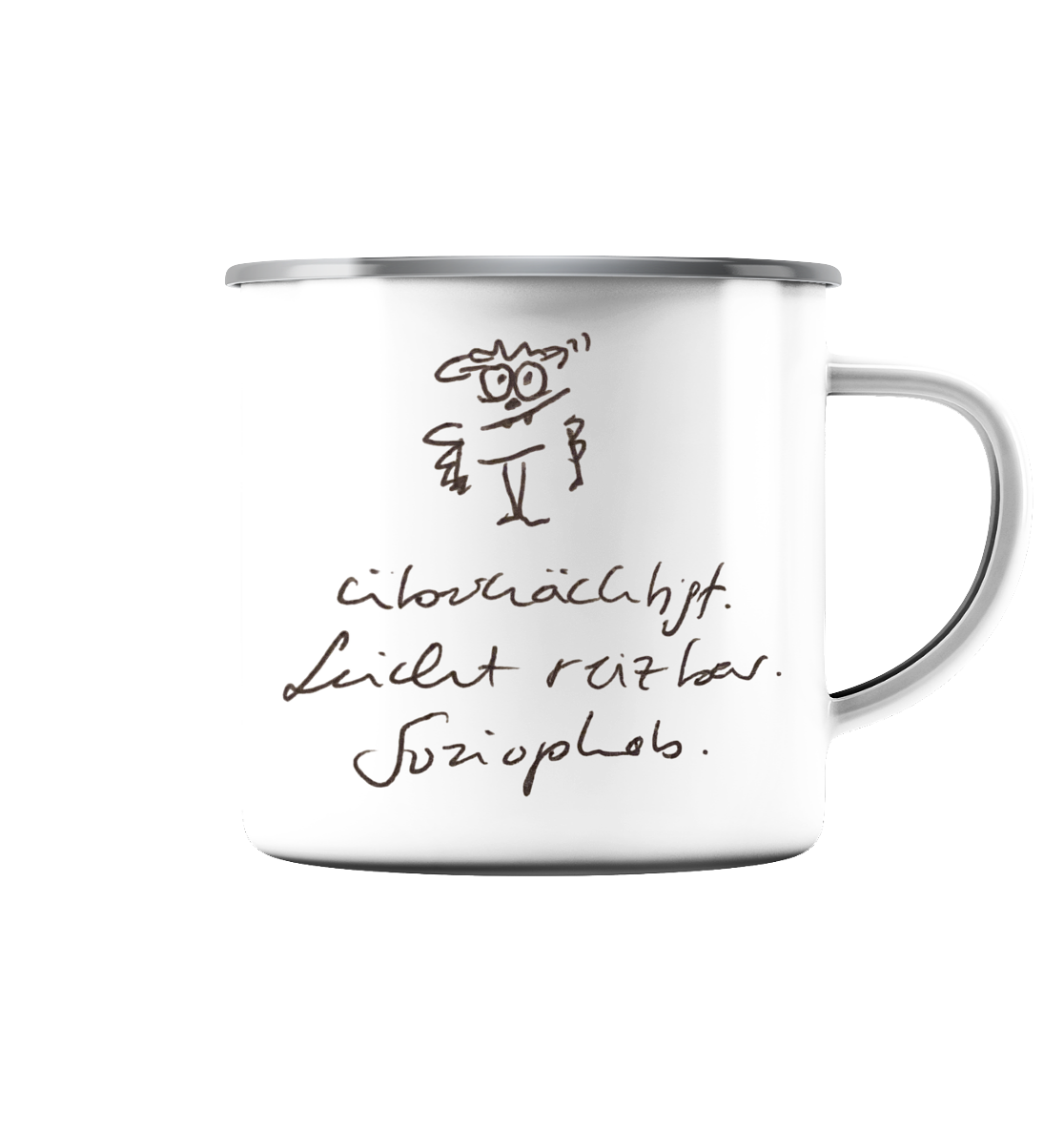 Für Übernächtigte - Emaille Tasse (Silber)